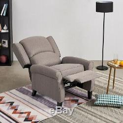 Wing Back Fabric Herringbone Fireside Recliner Armchair Sofa Lounge Chair Uk