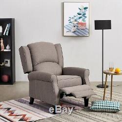 Wing Back Fabric Herringbone Fireside Recliner Armchair Sofa Lounge Chair Uk