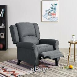 Wing Back Fabric Herringbone Fireside Recliner Armchair Sofa Lounge Chair Uk