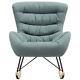 Wing Back Fabric Upholstered Lazy Rocking Chair Fireside Bedroom Lounge Armchair