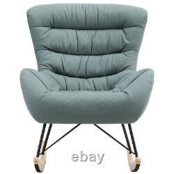 Wing Back Fabric Upholstered Lazy Rocking Chair Fireside Bedroom Lounge Armchair