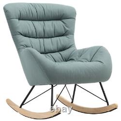 Wing Back Fabric Upholstered Lazy Rocking Chair Fireside Bedroom Lounge Armchair