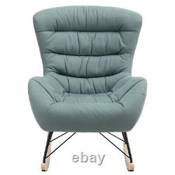 Wing Back Fabric Upholstered Lazy Rocking Chair Fireside Bedroom Lounge Armchair