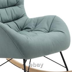 Wing Back Fabric Upholstered Lazy Rocking Chair Fireside Bedroom Lounge Armchair