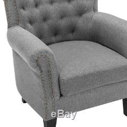 Wing Back Fireside Armchair Cottonlinen Fabric Occasional Chair Sofa Single Seat