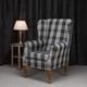 Wing Back Fireside Chair Kintyre Charcoal Tartan Fabric Armchair Queen Anne Uk