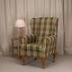 Wing Back Fireside Chair Kintyre Pampas Tartan Fabric Armchair Queen Anne Uk