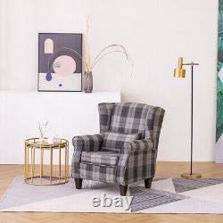Wing Back Fireside Check Fabric Recliner Armchair SingleSofa Lounge Cinemo Chair