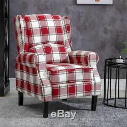 Wing Back Fireside Check Fabric Recliner Armchair Sofa Lounge Cinema Chair Home