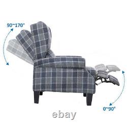 Wing Back Fireside Check Fabric Recliner Armchair Sofa Lounge Cinema Chair Room