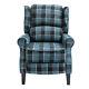 Wing Back Fireside Check Fabric Recliner Armchair Sofa Lounge Cinemo Chair