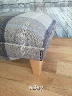 Wing Back Fireside Cottage Armchair Oxford Blue Tartan (optional) Footstool