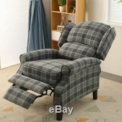 Wing Back Fireside Fabric Recliner Armchair Indoor Sofa Lounge Plaid Chair Seat