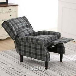 Wing Back Fireside Fabric Recliner Armchair Indoor Sofa Lounge Plaid Chair Seat