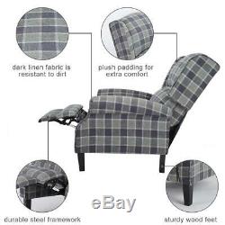 Wing Back Fireside Fabric Recliner Armchair Indoor Sofa Lounge Plaid Chair Seat