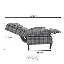 Wing Back Fireside Fabric Recliner Armchair Indoor Sofa Lounge Plaid Chair Seat