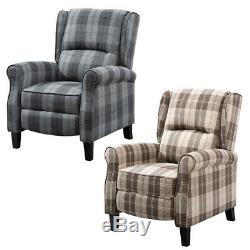 Wing Back Fireside Fabric Recliner Chairs Armchair Sofa Lounge Cinema Eaton Grey