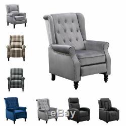 Wing Back Fireside Recliner Armchair Sofa Lounge Chair Fabric Velvet PU Leather