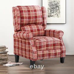 Wing Back Fireside Tartan Fabric Recliner Armchair Sofa Lounge Cinema Chair Uk