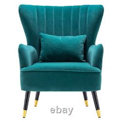 Wing Back Fireside Velvet Armchair Oyster High Back Chair Bedroom Lounge Sofa