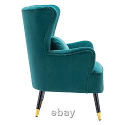 Wing Back Fireside Velvet Armchair Oyster High Back Chair Bedroom Lounge Sofa