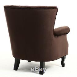 Wing Back Fireside Velvet Fabric Armchair Retro Rivets Sofa Lounge Tub Chair Uk