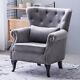 Wing Back Fireside Velvet Fabric Armchair Sofa Lounge Accent Chair + Cushion Uk