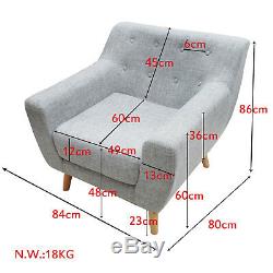 Wing Back Linen Armchair Sofa Accent Chair Home Fireside Bedroom Official Seat