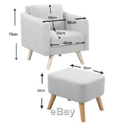 Wing Back Linen Armchair Sofa Accent Chair Home Fireside Bedroom Official Seat