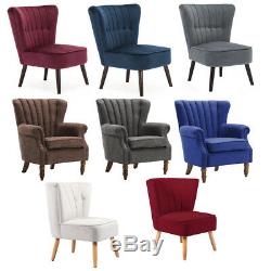 Wing Back Linen Armchair Sofa Accent Chair Home Fireside Bedroom Official Seat