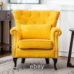 Wing Back Occasional Chenille Velvet Cocktail Armchir Fireside Chair Button Sofa