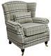 Wing Back Queen Anne Cottage Fireside High Back Wing Chair Balmoral Beige Check