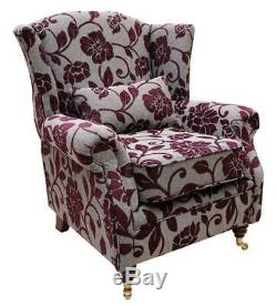 Wing Back Queen Anne Cottage Fireside High Back Wing Chair Meghan Purple Aubergi