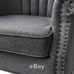 Wing Back Queen Anne Fireside Armchair Fabric Tub Chair Lounge Sofa Wooden Legs