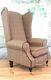 Wing Back Queen Anne Fireside Extra Tall Back Armchair Bamburgh Brown/heather