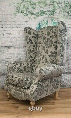 Wing Back Queen Anne Fireside Extra Tall High Back Chair Prestbury Dove Grey