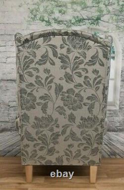 Wing Back Queen Anne Fireside Extra Tall High Back Chair Prestbury Dove Grey