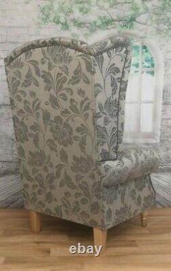 Wing Back Queen Anne Fireside Extra Tall High Back Chair Prestbury Dove Grey
