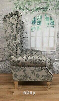 Wing Back Queen Anne Fireside Extra Tall High Back Chair Prestbury Dove Grey