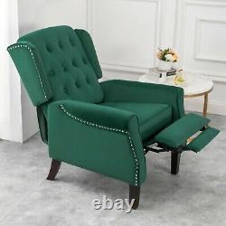 Wing Back Recliner Chair Fabric Button Fireside Occasional Armchair