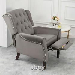 Wing Back Recliner Chair Fabric Button Fireside Occasional Armchair