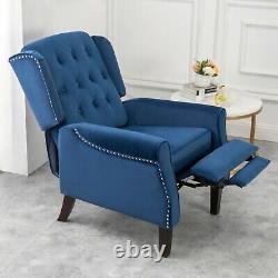 Wing Back Recliner Chair Fabric Button Fireside Occasional Armchair