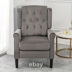 Wing Back Recliner Chair Fabric Button Fireside Occasional Armchair