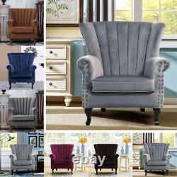 Wing Back Recliner Chair Fabric Fireside Occasional Armchair Living Room Relax