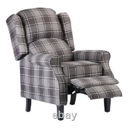 Wing Back Recliner Chair Fireside Fabric Reclining Armchair Sofa Lounge Cinema