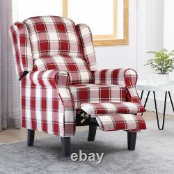 Wing Back Recliner Chair Fireside Fabric Reclining Armchair Sofa Lounge Office