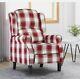 Wing Back Recliner Fireside Checked Fabric Reclining Armchair Living Room 1021