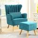 Wing Back Relaxing Armchair Fabric Lounger Fireside Reading Chair With Footstool