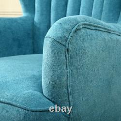 Wing Back Relaxing Armchair Fabric Lounger Fireside Reading Chair With Footstool