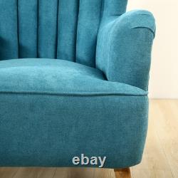 Wing Back Relaxing Armchair Fabric Lounger Fireside Reading Chair With Footstool
